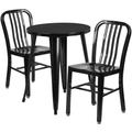 Flash Furniture CH-51080TH-2-18VRT-BK-GG 24" Round Table & (2) Chair Set - Metal, Black