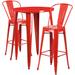 Flash Furniture CH-51090BH-2-30CAFE-RED-GG 30" Round Bar Height Table w/ (2) Bar Stool Set - Red Steel Top, Steel Base