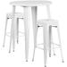 Flash Furniture CH-51090BH-2-30SQST-WH-GG 30" Square Bar Height Table w/ (2) Bar Stool Set - White Steel Top, Steel Base