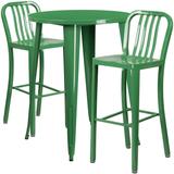 Flash Furniture CH-51090BH-2-30VRT-GN-GG 30" Square Bar Height Table w/ (2) Bar Stool Set - Green Steel Top, Steel Base