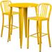 Flash Furniture CH-51090BH-2-30VRT-YL-GG 30" Square Bar Height Table w/ (2) Bar Stool Set - Yellow Steel Top, Steel Base