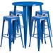 Flash Furniture CH-51090BH-4-30SQST-BL-GG 30" Square Bar Height Table w/ (4) Bar Stool Set - Blue Steel Top, Steel Base