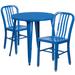 Flash Furniture CH-51090TH-2-18VRT-BL-GG 30" Round Table & (2) Chair Set - Metal, Blue