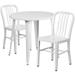 Flash Furniture CH-51090TH-2-18VRT-WH-GG 30" Round Table & (2) Chair Set - Metal, White