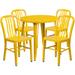 Flash Furniture CH-51090TH-4-18VRT-YL-GG 30" Round Table & (4) Chair Set - Metal, Yellow