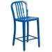 Flash Furniture CH-61200-24-BL-GG Counter Height Commercial Bar Stool w/ Vertical Slat Back & Metal Seat, Blue