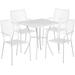 Flash Furniture CO-28SQ-02CHR4-WH-GG 28" Square Patio Table & (4) Square Back Arm Chair Set - Steel, White