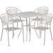 Flash Furniture CO-28SQ-03CHR4-SIL-GG 28" Square Patio Table & (4) Round Back Arm Chair Set - Steel, Light Gray