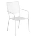 Flash Furniture CO-2-WH-GG Outdoor Stackable Armchair w/ Square Back - Steel, White