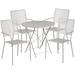 Flash Furniture CO-30RDF-02CHR4-SIL-GG 30" Round Folding Patio Table & (4) Square Back Arm Chair Set - Steel, Light Gray