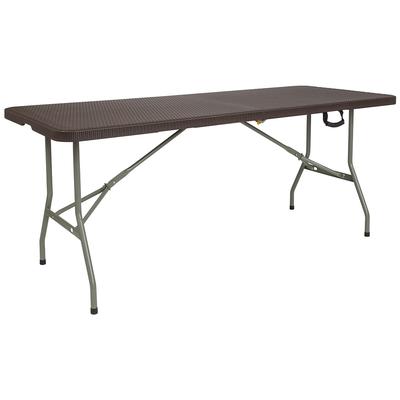 Flash Furniture DAD-FT-180Z-GG Rectangular Folding Table w/ Brown Rattan Top, 29"H, Gray