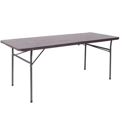Flash Furniture DAD-LF-183Z-GG Rectangular Folding Table w/ Wood Grain Plastic Top - 72"W x 30"D x 29"H, Gray