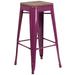 Flash Furniture ET-BT3503-30-PUR-WD-GG Backless Commercial Bar Stool w/ Wood Seat, Purple