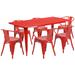 Flash Furniture ET-CT005-6-70-RED-GG Rectangular Table & (6) Chair Set - 63"W x 31 1/2"D x 29 1/2"H, Steel, Red