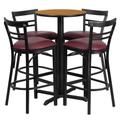 Flash Furniture HDBF1039-GG 24" Round Bar Height Table w/ (4) Bar Stool Set - Natural Laminate Top, Steel Base, Black