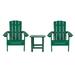 Flash Furniture JJ-C14501-2-T14001-GRN-GG Charlestown Adirondack Side Table & (2) Chair Set - 18 3/4" x 15", Poly Resin, Green