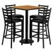 Flash Furniture MD-0012-GG 30" Square Bar Height Table w/ (4) Bar Stool Set - Natural Laminate Top, Steel Base, Black