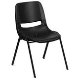 Flash Furniture RUT-EO1-BK-GG Stacking Shell Chair w/ Black Plastic Seat & Back - Black Metal Frame, 880 lb. Capacity