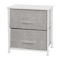 Flash Furniture WX-5L200-WH-GR-GG 17 3/4"W Storage Organizer w/ (2) Light Gray Fabric Drawers, White Cast Iron Frame