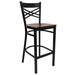 Flash Furniture XU-6F8BXBK-BAR-MAHW-GG Hercules Commercial Bar Stool w/ Cross Back & Mahogany Wood Seat, Black