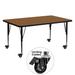 Flash Furniture XU-A2460-REC-OAK-H-P-CAS-GG Rectangular Mobile Activity Table - 60"L x 24"W, Laminate Top, Oak, Brown