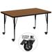 Flash Furniture XU-A3672-REC-OAK-H-P-CAS-GG Rectangular Mobile Activity Table - 72"L x 36"W, Laminate Top, Oak, Brown