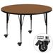 Flash Furniture XU-A42-RND-OAK-T-P-CAS-GG 42" Round Mobile Activity Table - Laminate Top, Oak, Brown
