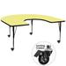 Flash Furniture XU-A6066-HRSE-YEL-T-P-CAS-GG Horseshoe Shaped Mobile Activity Table - 66"L x 60"W, Laminate Top, Yellow