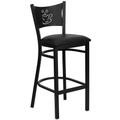 Flash Furniture XU-DG-60114-COF-BAR-BLKV-GG Commercial Bar Stool w/ Coffee Back Design & Black Vinyl Seat, Black