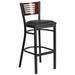 Flash Furniture XU-DG-6H1B-WAL-BAR-BLKV-GG Commercial Bar Stool w/ Walnut Wood Back & Black Vinyl Seat, Black