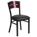 Flash Furniture XU-DG-6Y1B-MAH-BLKV-GG Hercules Series Restaurant Chair w/ Mahogany Wood Back & Black Vinyl Seat - Steel Frame, Black