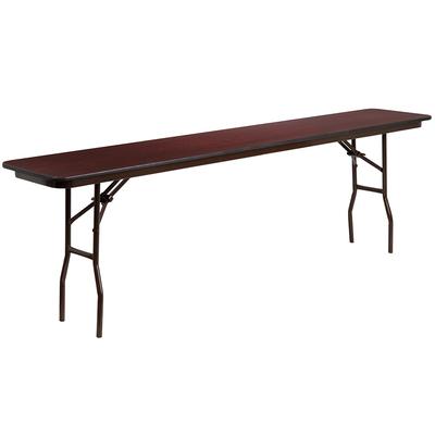 Flash Furniture YT-1896-MEL-WAL-GG Rectangular Folding Table w/ Mahogany Laminate Top - 96"W x 18"D x 30"H, Brown
