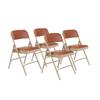 National Public Seating 1203 Folding Chair w/ Honey Brown Vinyl Back & Seat - Steel Frame, Beige, Green