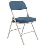National Public Seating 3215 Folding Chair w/ Regal Blue Fabric Back & Seat - Steel Frame, Gray