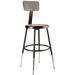 National Public Seating 6218HB-10 Round Stool w/ Solid Back & Masonite Board Seat, Black