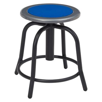 National Public Seating 6825-10 Round Backless Swivel Stool w/ Persian Blue Steel Seat, Black