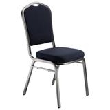 National Public Seating 9354-SV Stacking Chair w/ Midnight Blue Fabric Back & Seat - Steel Frame, Silver Vein