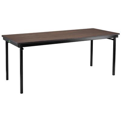 National Public Seating MSFT2448PWEBWT Folding Table w/ Montana Walnut Laminate Top & Black Steel Frame - 48"L x 24"W x 29"H
