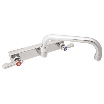 BK Resources EVO-8SM-16 Splash Mount Faucet w/ 16" Swing Spout & 8" Centers, Stainless Steel