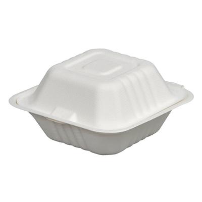 Fineline 42SH6 Disposable Hinged Container - 6"L x 6"W x 3 1/10" H, Bagasse, White