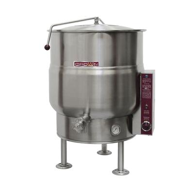 Crown Steam EL-40 208/3 40 gal. Steam Kettle - Stationary, 2/3 Jacket, 208v/3ph, Stainless Steel