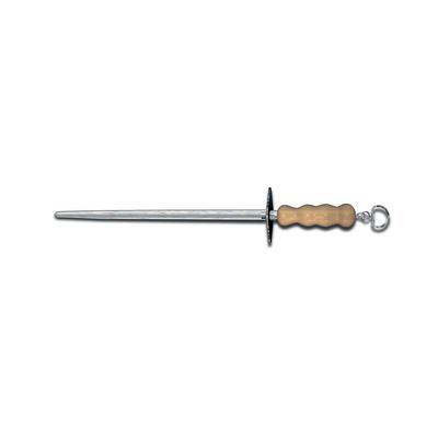 Victorinox 7.8991.21 12" Round Sharpening Steel, Helical Cut, Loose Ring, Light Wood Handle