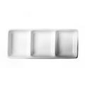 Cameo China 710-026 Rectangular 3 Section Divided Dish - 6" x 2 1/2", Ceramic, White