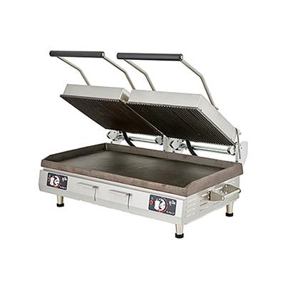 Star PGC28IT Double Commercial Panini Press w/ Cast Iron Grooved Plates, 240v/1ph, Dual, Grooved Cast Iron Plates, Stainless Steel
