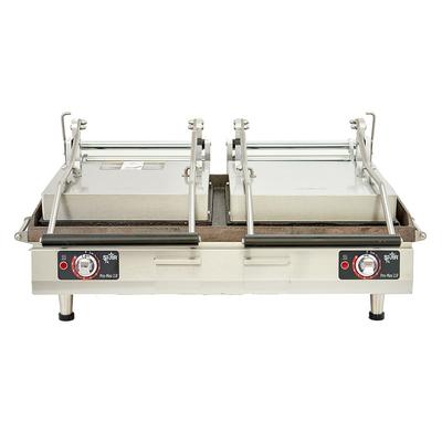 Star PGC28IT Double Commercial Panini Press w/ Cast Iron Grooved Plates, 240v/1ph, Dual, Grooved Cast Iron Plates, Stainless Steel