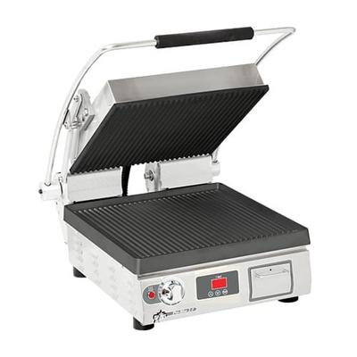 Star PGT14IT Single Commercial Panini Press w/ Cast Iron Grooved Plates, 240v/1ph, 14.5", Grooved Cast Iron Plates, Stainless Steel