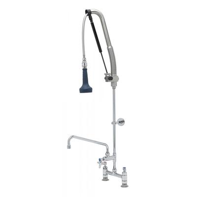 T&S B-0123-12-CRB8P 45"H Deck Mount Pre Rinse Faucet - 1 7/100 GPM, Base with Nozzle, Stainless Steel