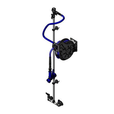 T&S B-1433-711202QD Open Hose Reel Assembly w/ 15 ft Hose & Mixing Faucet - 1/2" NPT, Silver