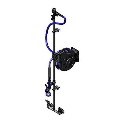 T&S B-7212-U01XS1E Open Hose Reel Assembly w/ 15 ft Hose & 8" Wall-Mount Mixing Faucet, Silver