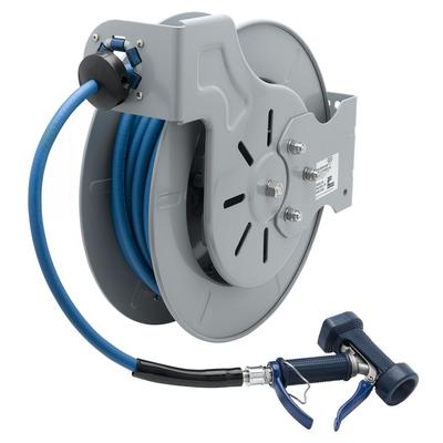 T&S B-7242-05 Open Hose Reel w/ 50 ft Hose, 3/8" ID & Front Trigger Water Gun, Gray